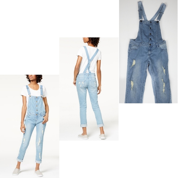 Tinseltown Denim - Tinseltown Faded Ripped Skinny Overalls M